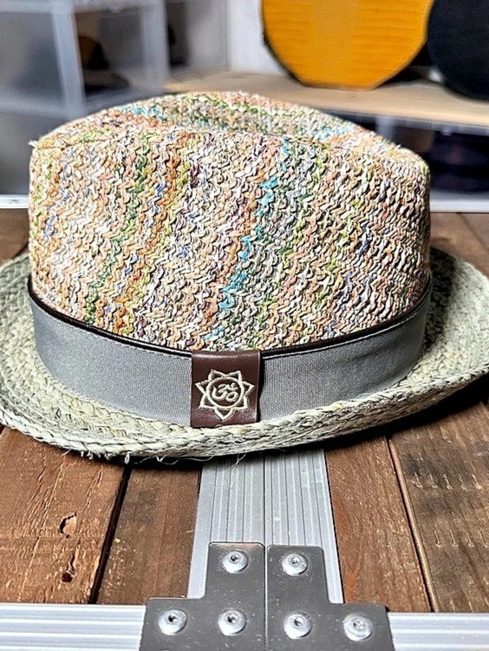 Carlos Santana Mosaic Multicolor Raffia Fedora Hat XL 61cm Retired